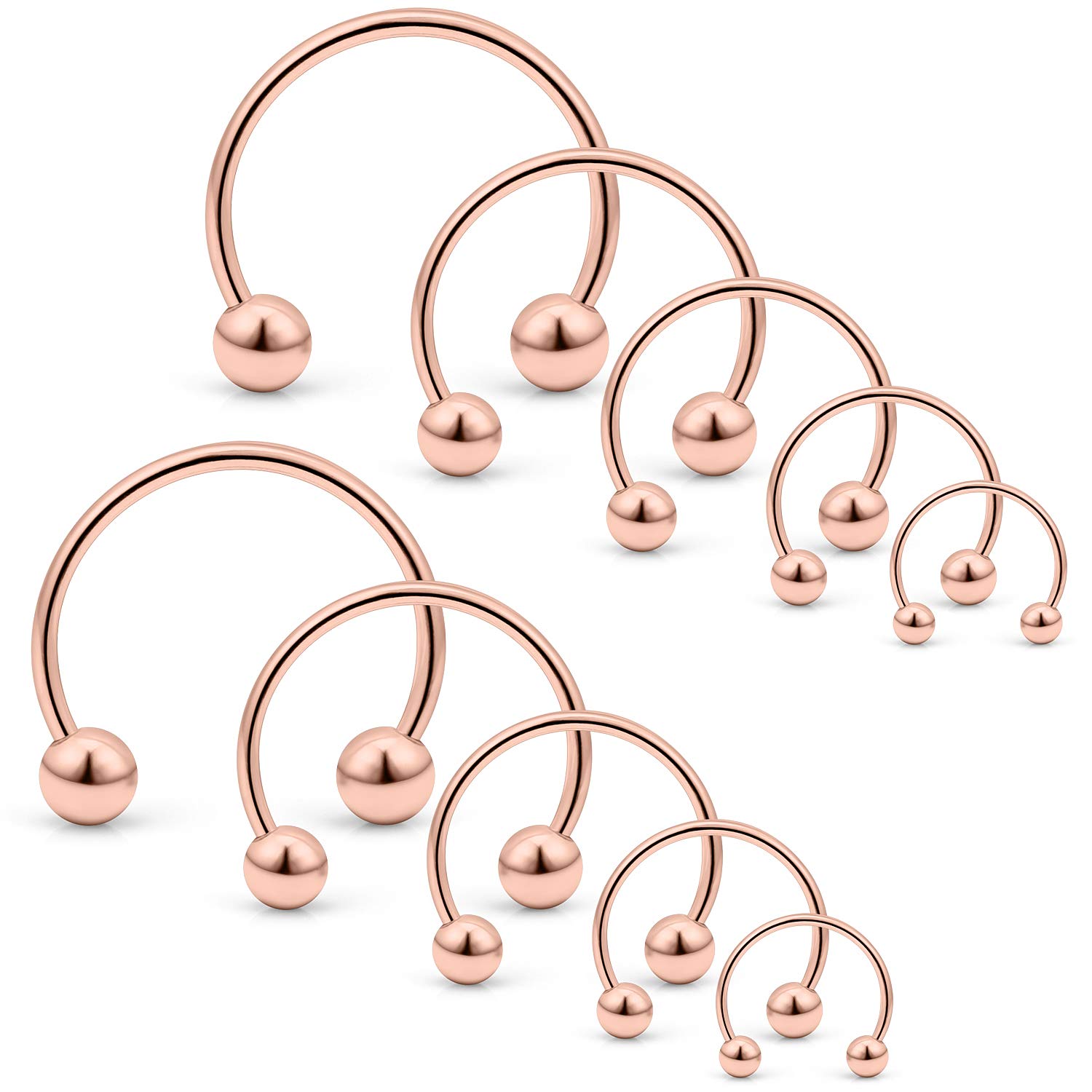 SCERRING 10PCS 20G Stainless Steel Horseshoe Septum Ring Nose Rings Hoop Helix Daith Cartilage Tragus Earrings Eyebrow Body Piercing Jewelry 6-14mm