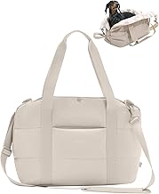 Larkson Dog Carrier Bag Beige - Frida - Foldable Cat Carrier Bag for Small Dogs up to 8kg - Puppy Sling Bag for Dogs & Cats - Can be used as a basket when travelling