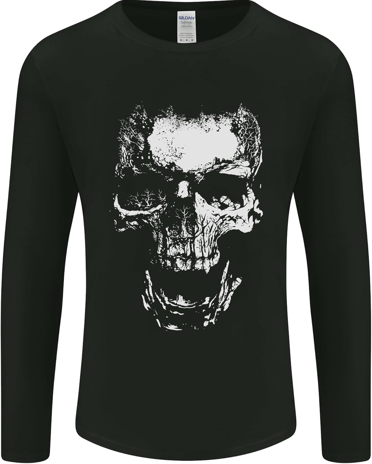 Skull White Mens Long Sleeve T-Shirt Black S : Amazon.co.uk: Fashion