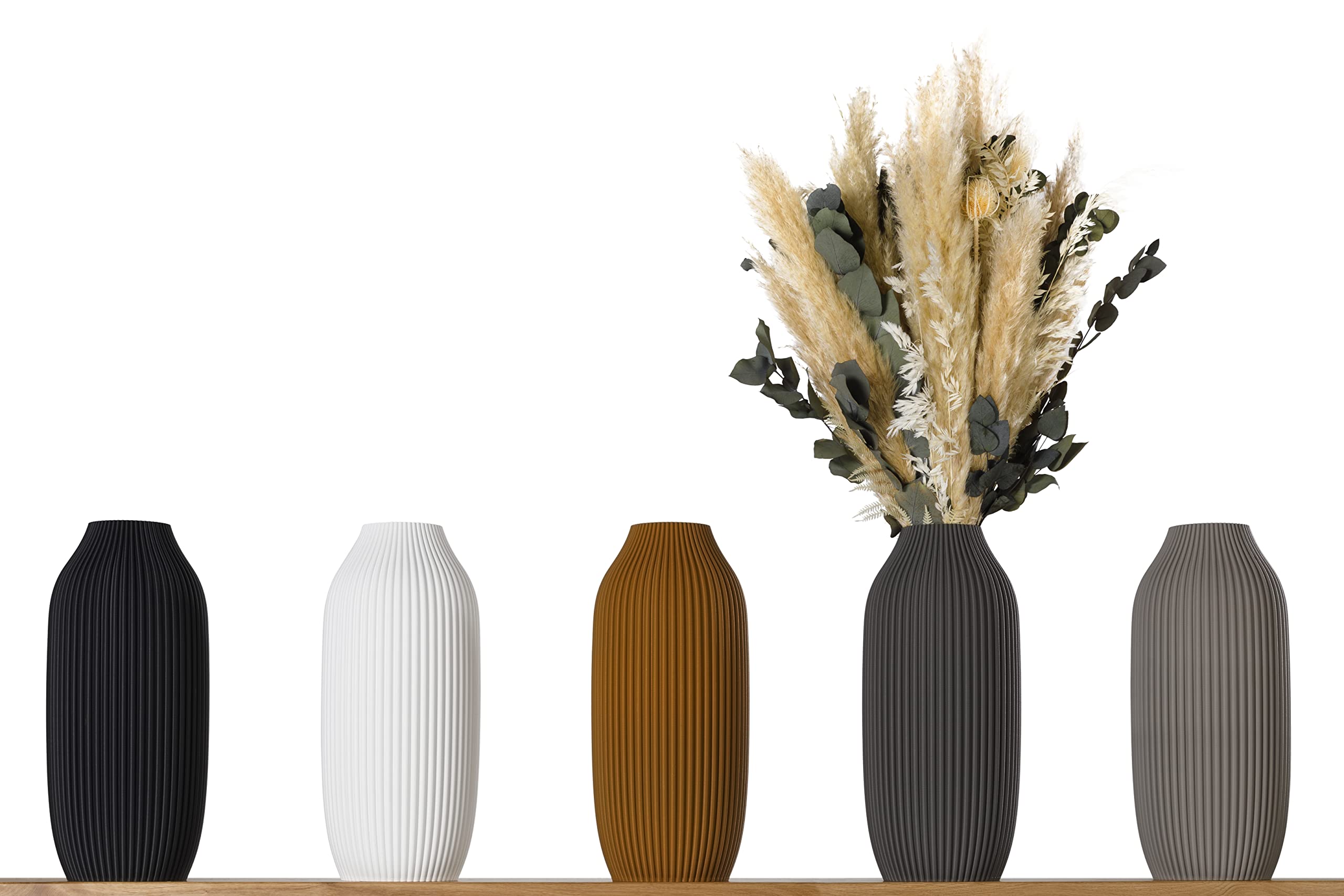 Dekovase Stella XL 38cm Bodenvase Schwarz Deko Vase Pampasgras Trockenblumen