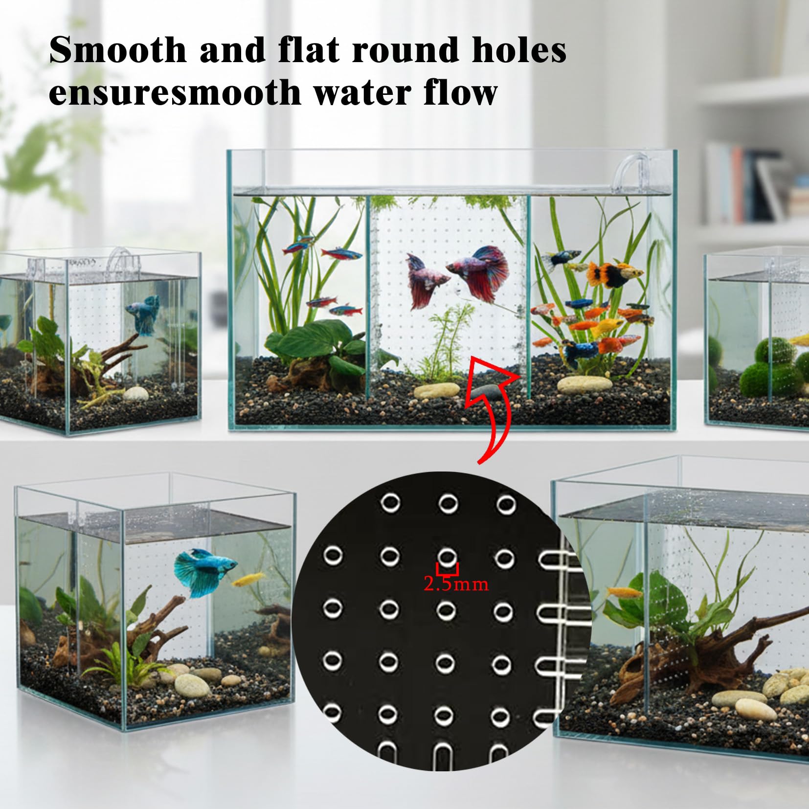 LIYAOLI Divisore per acquario, separatore regolabile in acrilico con ventose per acquario lungo 15/20 galloni, divisore per serbatoio da 28,4 x 28,9 cm