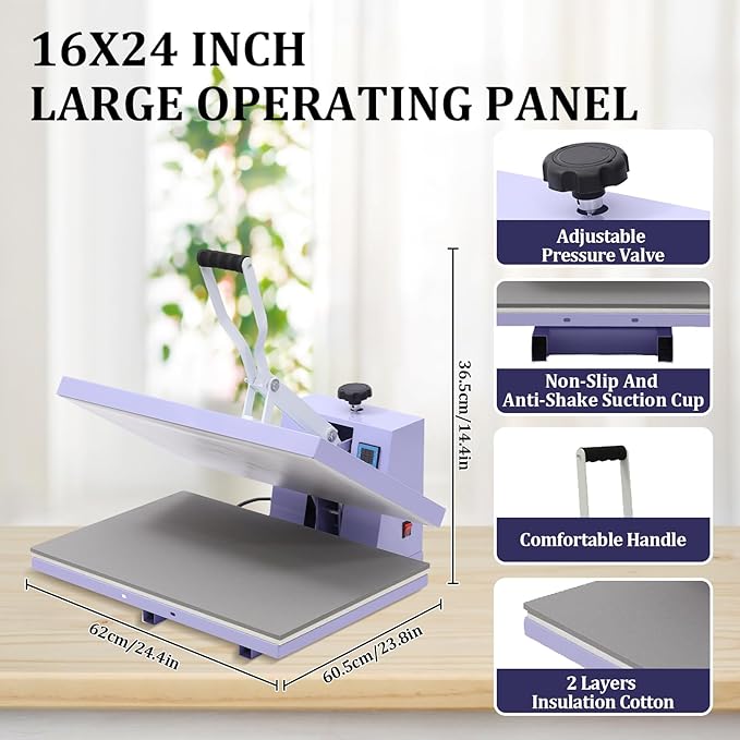 Termofijadora Industrial 16x24 Pulgadas, Prensa de Calor Digital Profesional miniatura 3