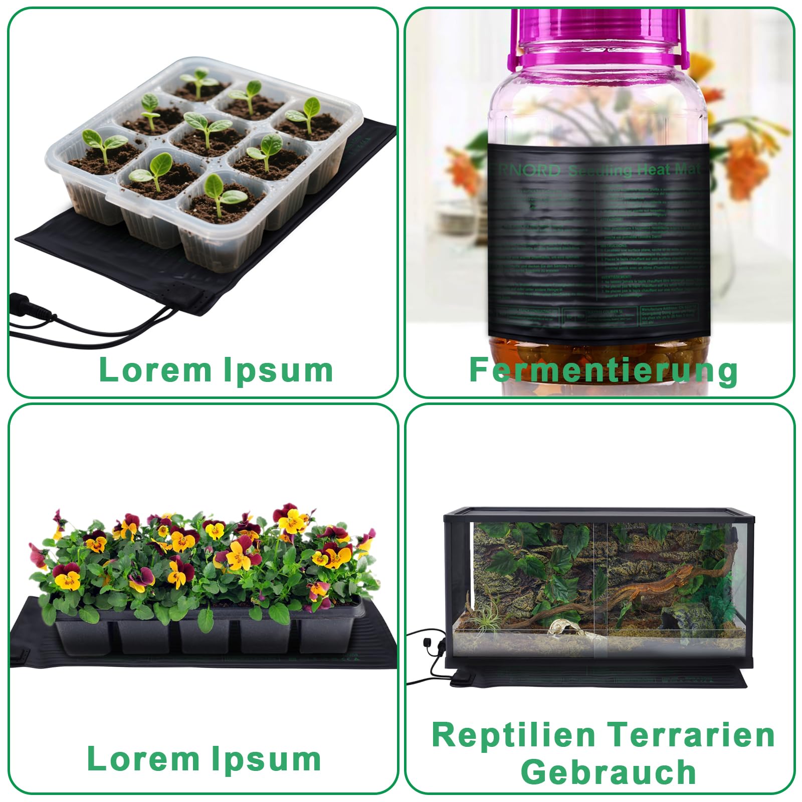 DERNORD 4 Pflanzmatte mit 1 Thermostat 30W Heizmatte 25.5 X 52.7CM Pflanzen Wasserdicht Heating Pad for Gemüse Blumen Seedling Gewächshäuser