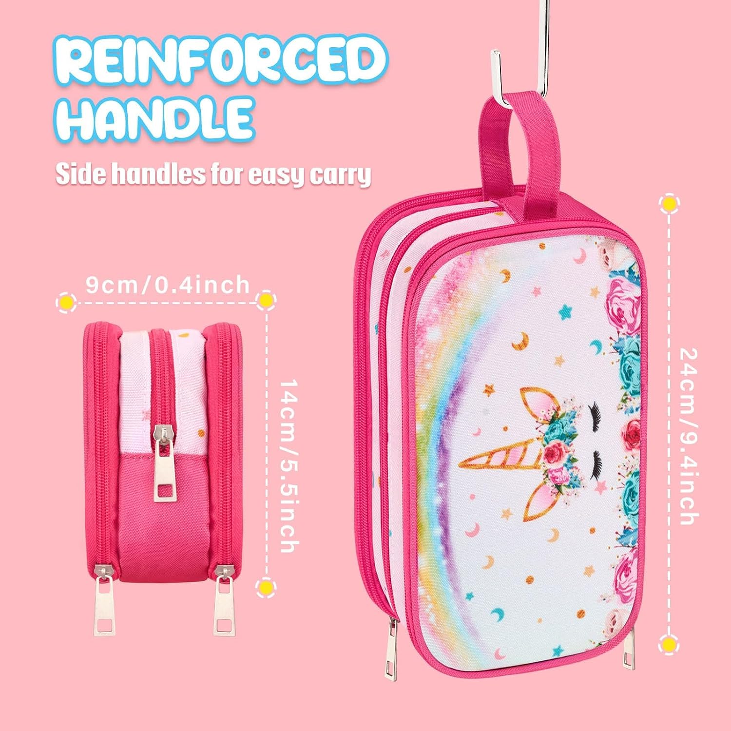 Rainbow Pink Toiletry Bag - Travel Toiletry Bag for Kids Girls Christmas Birthday Gift Camping Toiletry Case Toiletries Makeup Cosmetic Pouch Pink Water-resistant Wash Bag Dopp Kit with Pocket