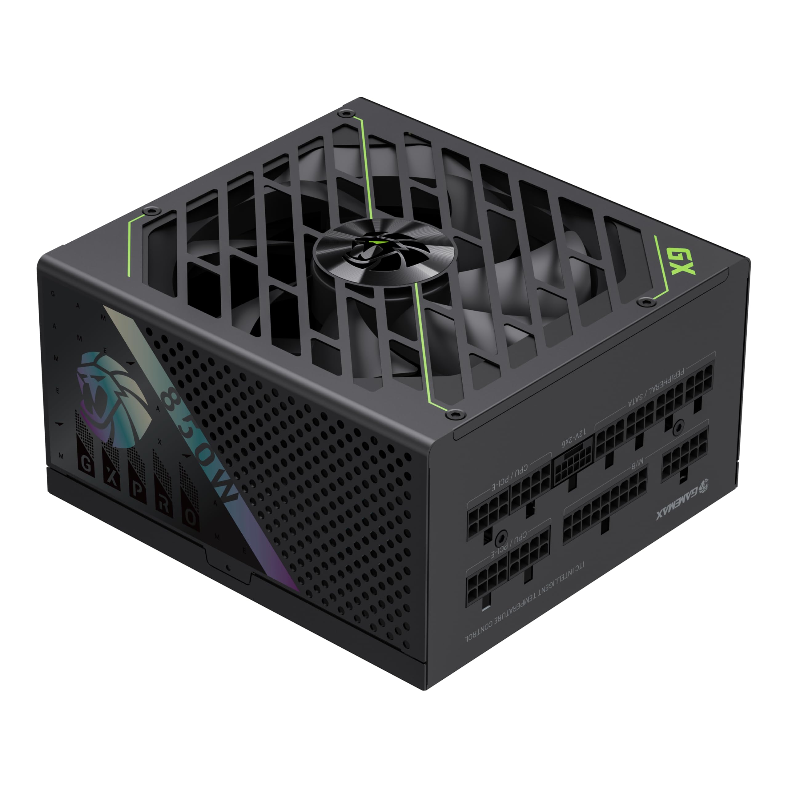 GAMEMAX GXPRO 850G Alimentatore PC 850W completamente modulare, ATX3.1 PCIe5.1 con connettore 12V-2x6, 80 Plus Gold, condensatori giapponesi 105°C, 7 circuiti di protezione, 10 anni, nero