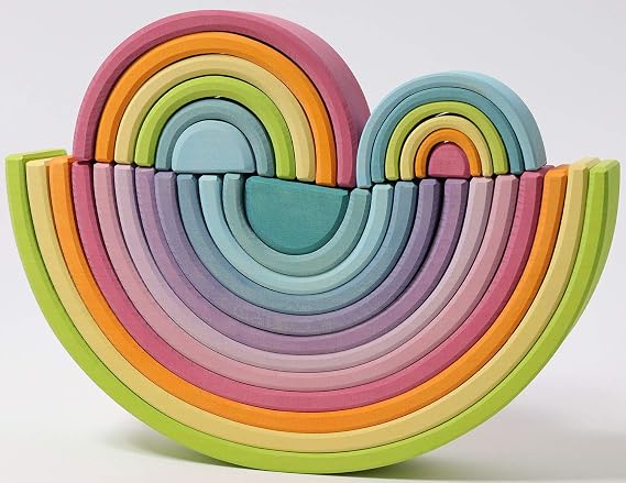 Grimm's GRIMM'S Toys Educational Toys Building Blocks Interior Pretend Play Rainbow Height 2.17 x Width 4.13 x Depth 1.57 inches 5.5 x 10.5 x 4 cm Rainbow Tunnel Pastel Small