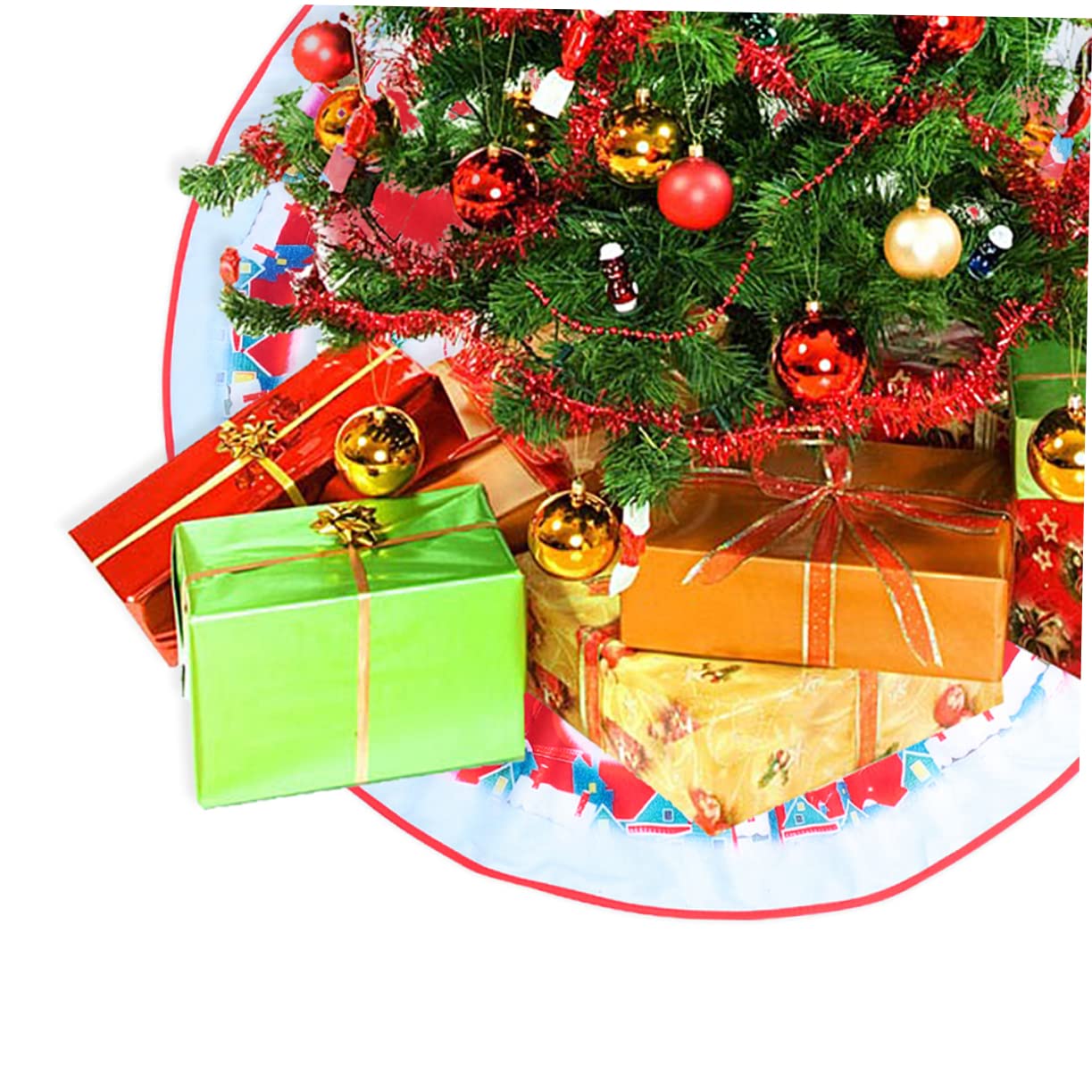 Alipis 3sets Weihnachtsbaumrock Dekorationen Rentierbaum Rock Ornamente Weihnachts Party Weihnachten Party Umstandskleidung Weihnachtsbaumschmuck Baumbodenabdeckung Flanell Rot 2pcs*3