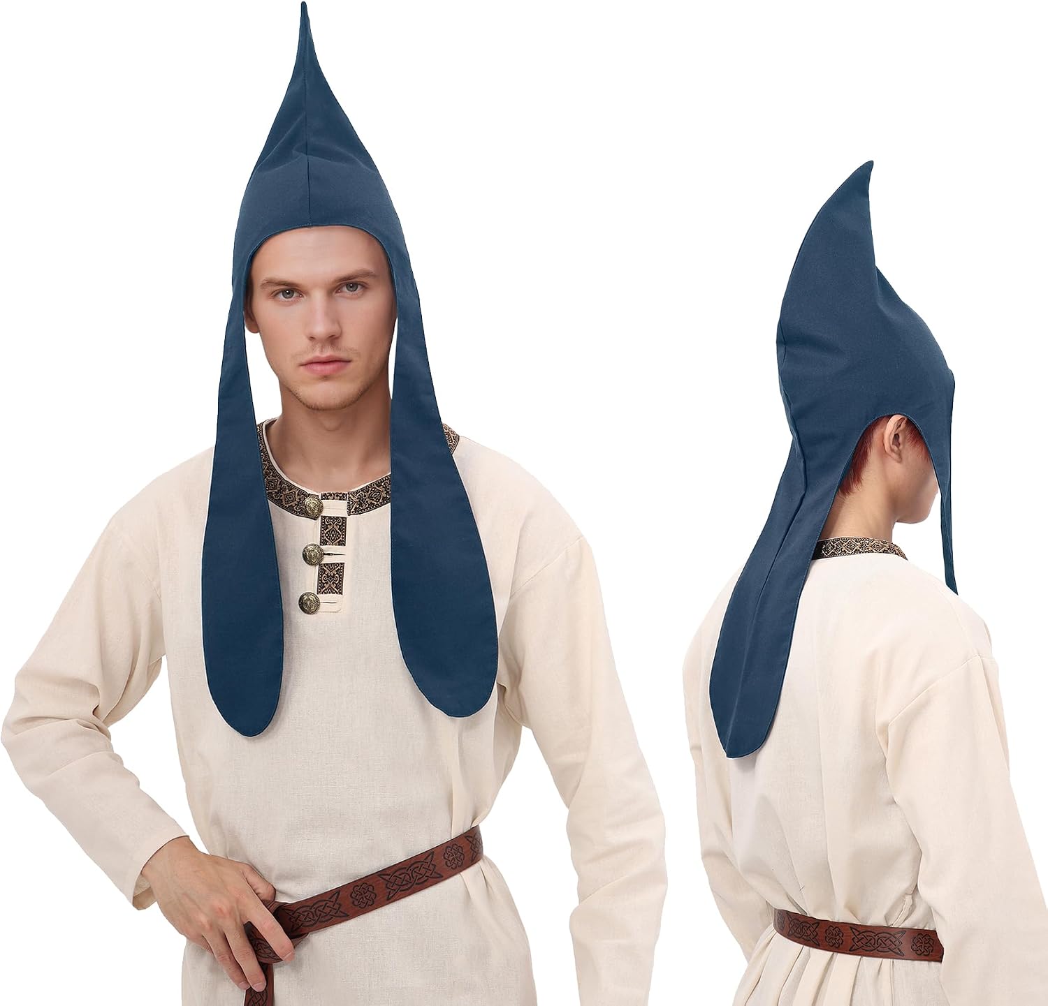 Medieval Coif Cap Renaissance Hat with Ear Flaps Thracian Cosplay Peasant Costume Accessory