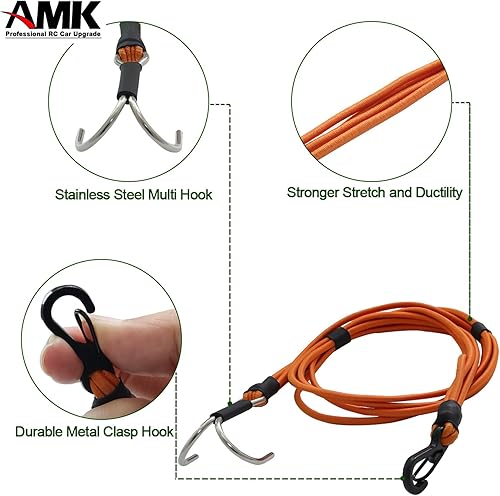 Miniatura 4 de Cuerda elástica de nailon de 4 hebras de 20 pulgadas con gancho de remolque RC de acero a escala 110, accesorios para Crawler Axial SCX10 Wraith