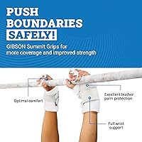 Vista 2 de Gibson Athletic Summit High Bar Gymnastic Grips for Boys, Durable Leather Grip for Secure Grip, Hand Grips for Early Competitor Gymnasts, Gymnastics