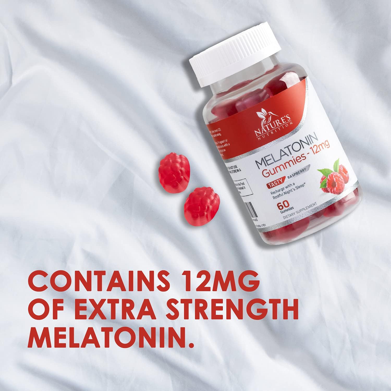 Melatonin Gummies Extra Strength 12 mg Dose Sleep Support, Natural Adults Sleeping Gummy Vitamin, Best Vegan Non Habit Forming Restful Sleep & Stress Support Supplement for Adults - 60 Gummies : Health & Household