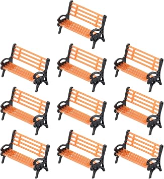 HO Scale Model Train Chair Set for TT Scale 187 Layout Scenery Accessories Plastic Street Settee Pack of 10 for Station Platform Scenes