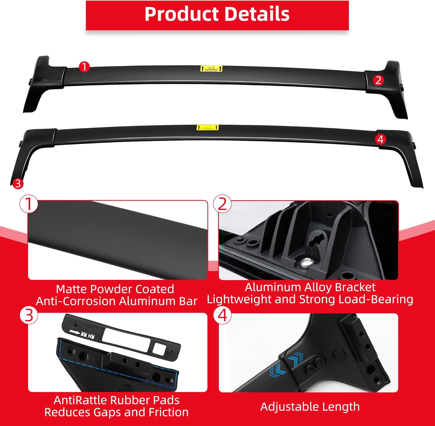 Lockable Roof Rack Cross Bars 220lbs for 2019-2025 Toyota RAV4 (Not Fit for Adventure/TRD Off-Road), Anti-Theft Lockable Aluminum Crossbar Luggage Rack for Rooftop Cargo Carrier Bag Kayak Canoe
