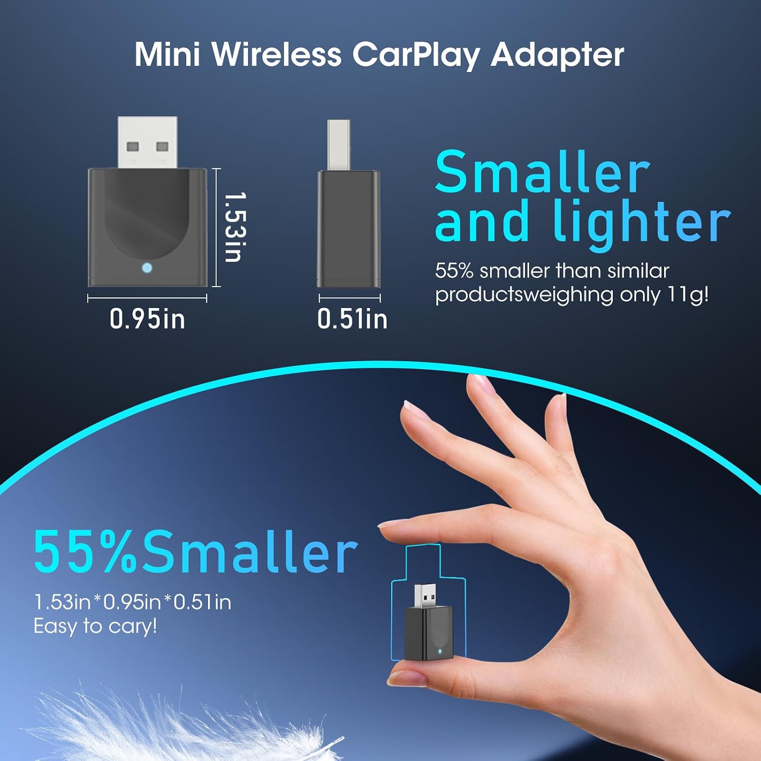 Wireless Carplay Adapter for iPhone, Convert Wired to Apple Carplay Wireless Adapter, Mini Size with Bluetooth 5.3 WiFi 5.8 GHz, Plug and Play, Connection Stable No Delay image 4