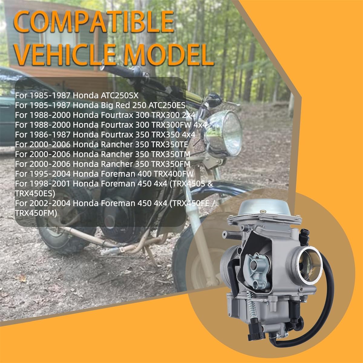 Carburetor for Honda Rancher 350 TRX350 Fourtrax 300 350 TRX300 TRX350 Foreman 400 450 TRX400 TRX450 ATV Air Filter Oil Filter Choke Cable Throttle Cable