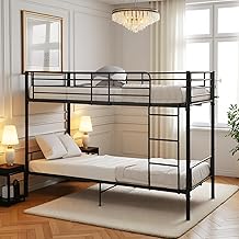 90 x 200 cm Metal Mezzanine Bunk Bed Frame 2 Seater Slatted Bed Frame for Adults – Black