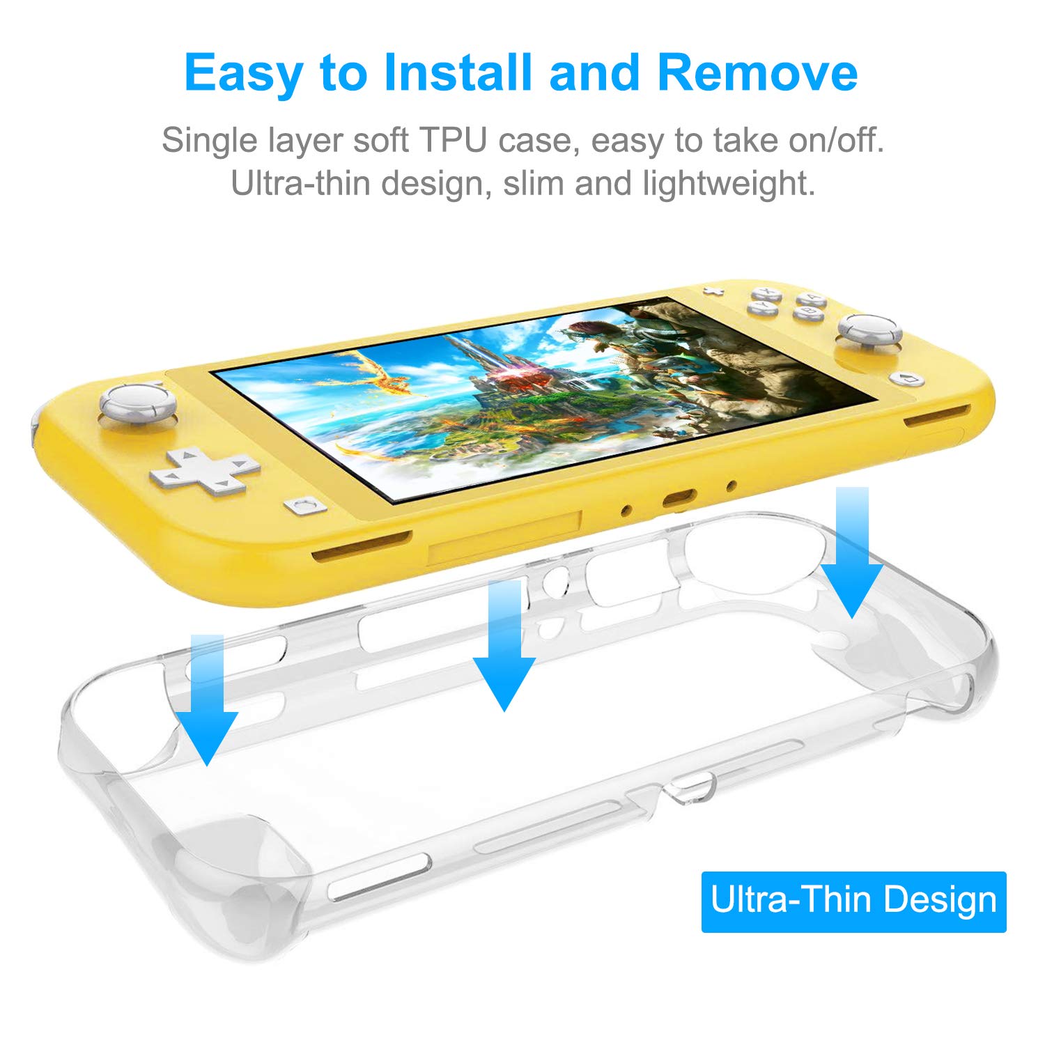[Updated] Fyoung Soft TPU Cover Case for Nintendo Switch Lite, Clear Protective Grip Case for Nintendo Switch Lite 2019