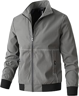 CreoQIJI Men's Sailing Jackets with Hood Autumn Softshell Jacket Stand-Up Collar with Zip Outdoor Bomber Jacket Waterproof Biker Jacket Hiking Jacket Aviator Jacket Transition Jacket L-4XL