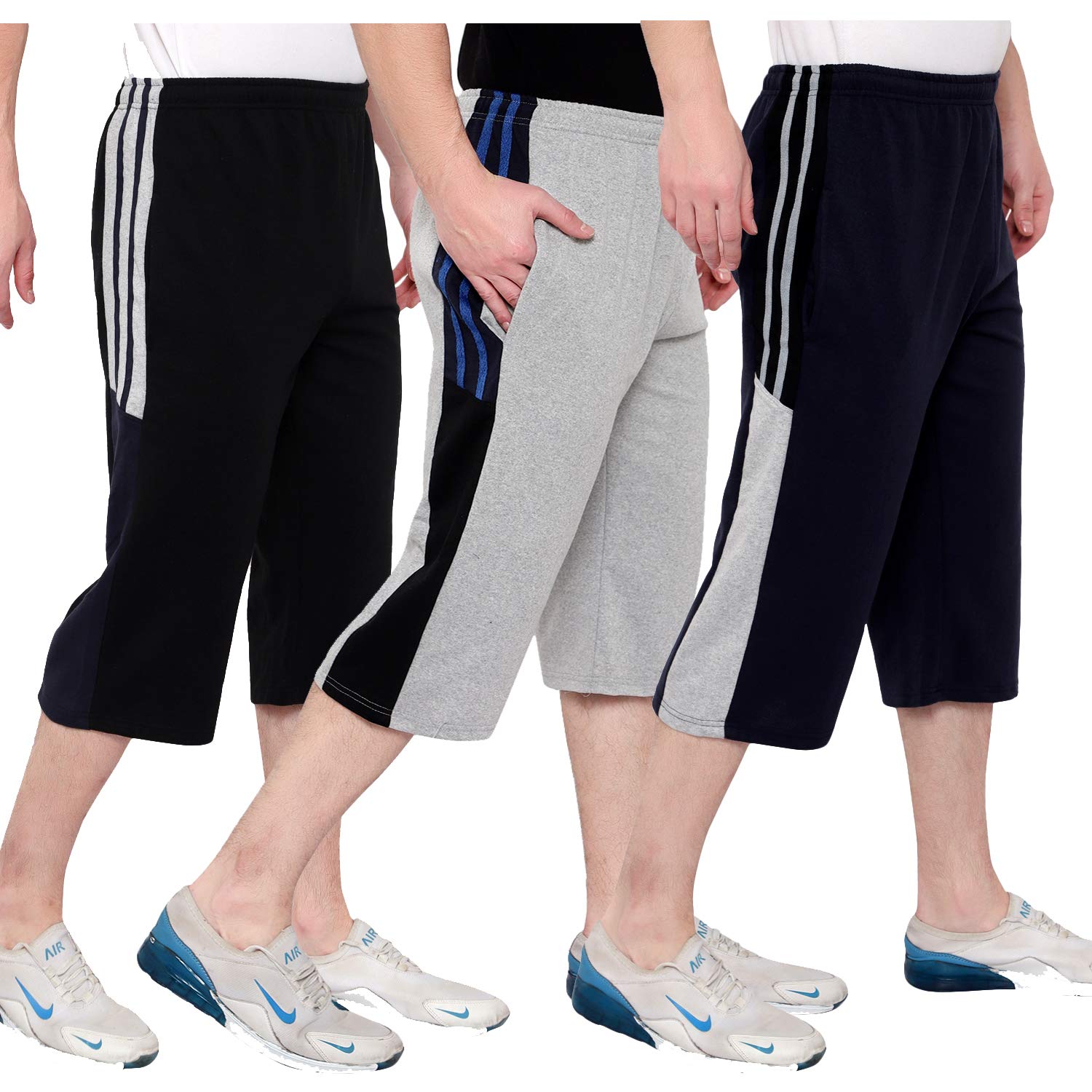 Trillion Men's Cotton Regalur Fit Capri 3/4 Shorts-image-30