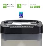 Aurora AU1232XB Anti-Jam 12-Sheet Crosscut Paper/Credit Card Shredder with 5.2-Gallon Wastebasket (Black/Semi Translucent Gray)