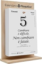 Il Calendario Filosofico 2026 with Wooden Stand, A5 Size 15 x 21 cm, The First and the Original Table Calendar with 365 Days of Philosophical Phrases, Read Every Day a Sentence