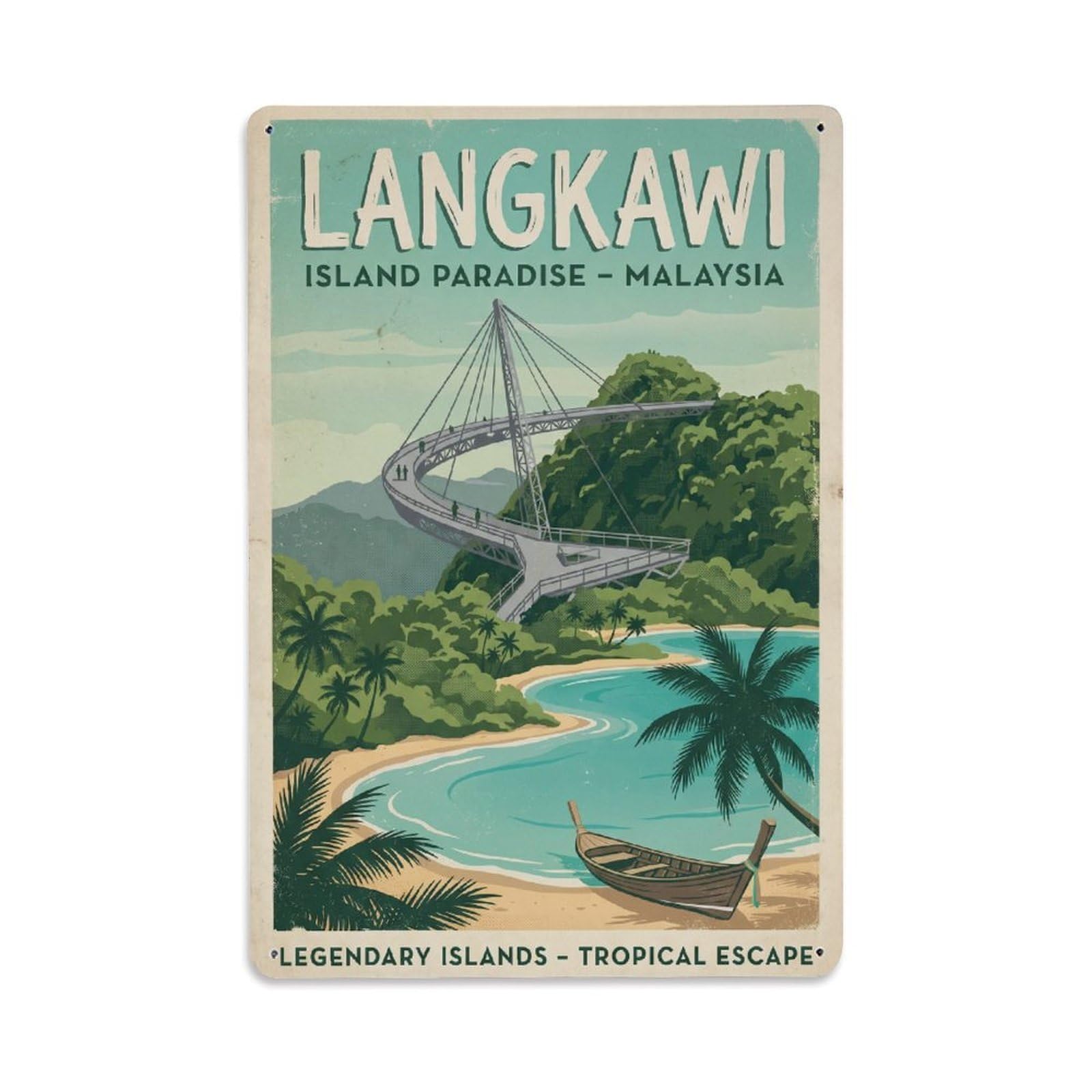 Gead 8X12inch Style Malaysia Langkawi Vintage Travel Metal Tin Sign
