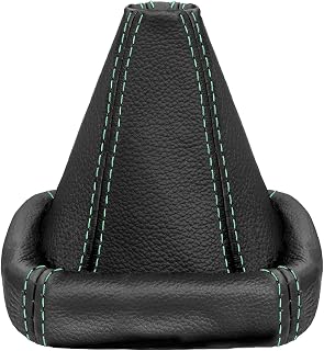 Shift Boot Cover Genuine Leather Compatible with VW Golf 2 MK2 3 MK3 Passat MK3 Polo MK3 for Jetta MK2 MK3 Manual Transmission Black Green Stitch