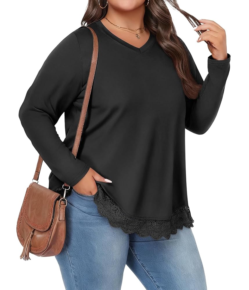 Lastshe Women's Plus Size Tunic Long Sleeves $7.5(Reg. $14.99)