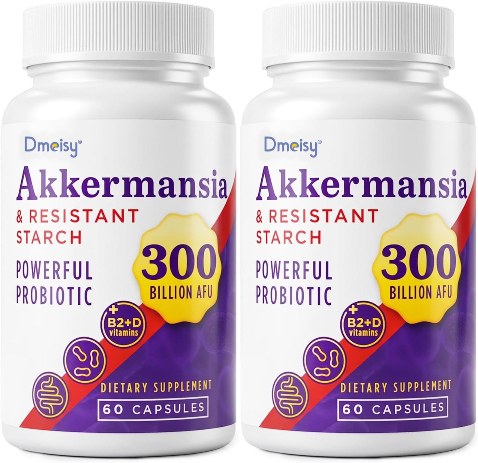 Akkermansia Supplement - 300 Billion AFU Akkermansia Muciniphila, Akkermansia Probiotic for Women & Men, for Boost, Digestive, Gut, Immunity, Enhances Gut Lining Function & Intestinal Walls, 120 Count