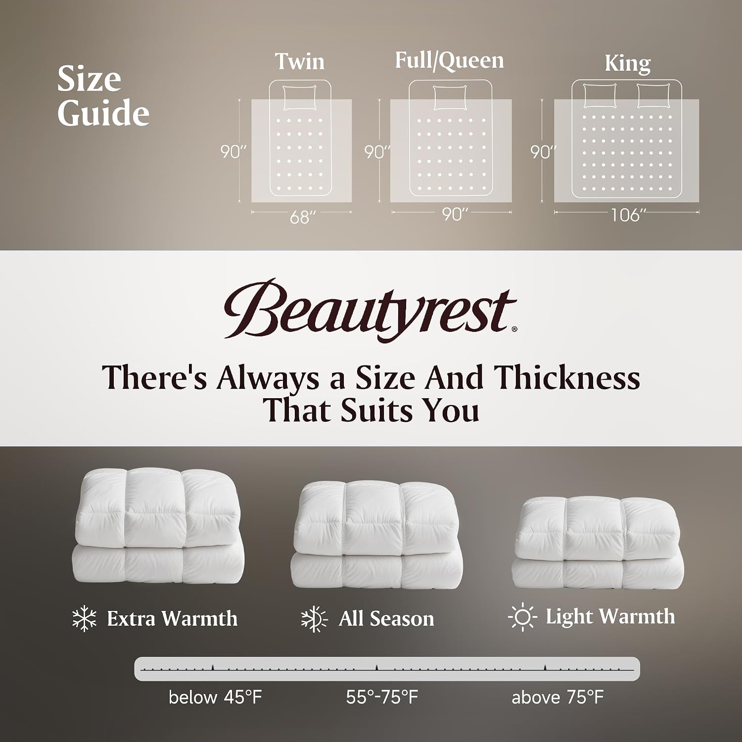 Beautyrest Queen Size White Goose Feather Down Fiber Comforter,100% Cotton Shell Oeko-TEX Certified All Season Medium Weight Duvet Insert with Corner Loops, Luxury Hotel Style Bed Comforter