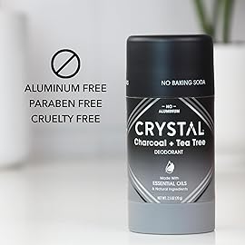Crystal Deodorant Magnesium Solid Stick Natural Deodorant, Charcoal & Tea Tree, 2.5 oz (Pack of 2)