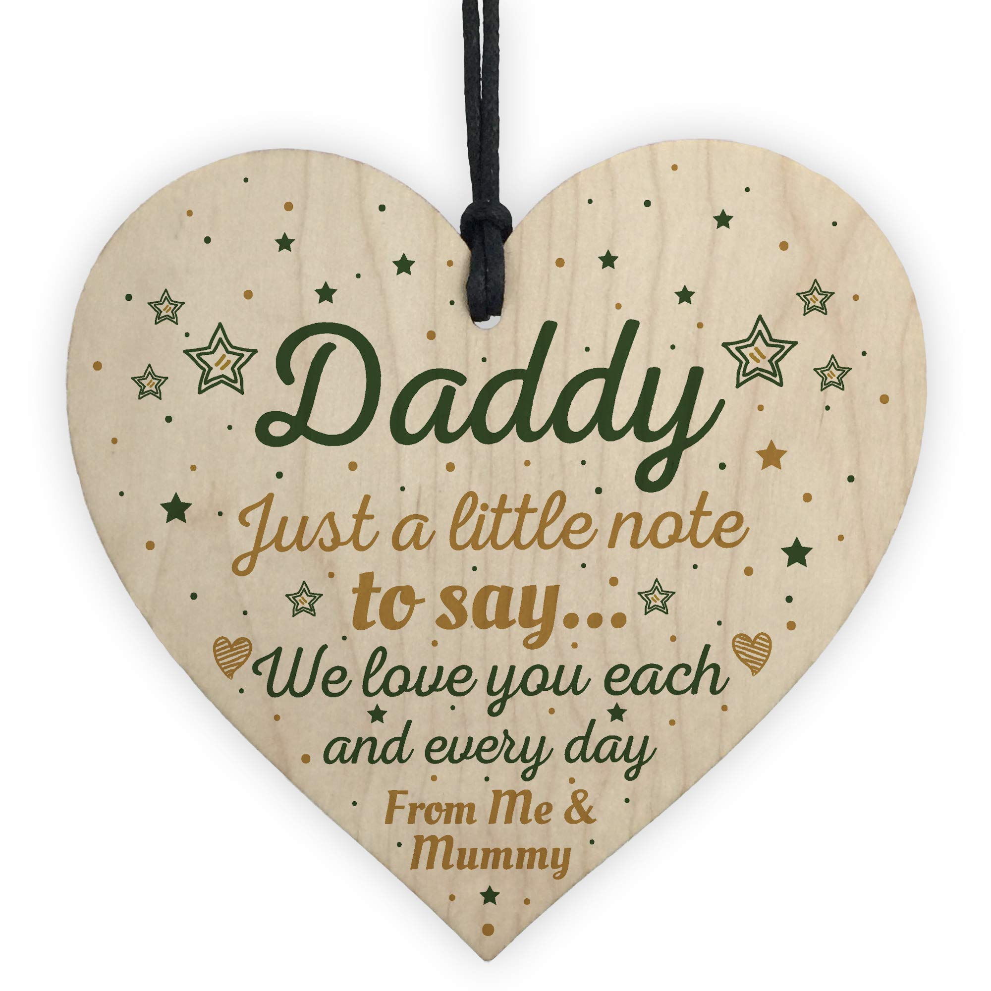 Red Ocean Gifts For Daddy Hanging Wooden Heart FATHERS DAY Gift For Him Daughter Son Thank You