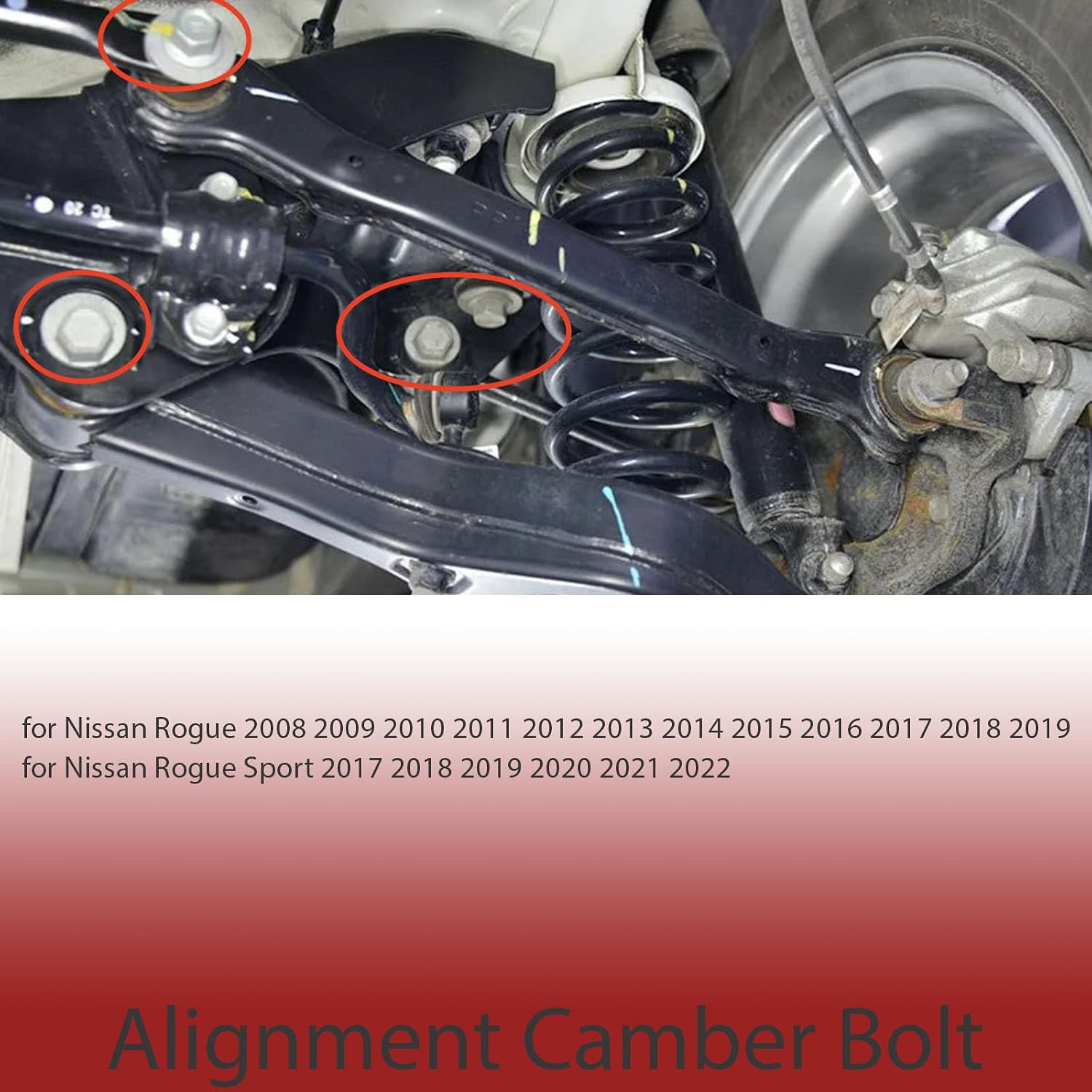 2Pcs Eccentric Alignment Camber Bolts for Nissan Rogue 2008-2019 for Nissan Rogue Sport 2017-2022 55226JG00A 55226JG00B Rear Suspension Control Arm Cam Adjust Nut Kit