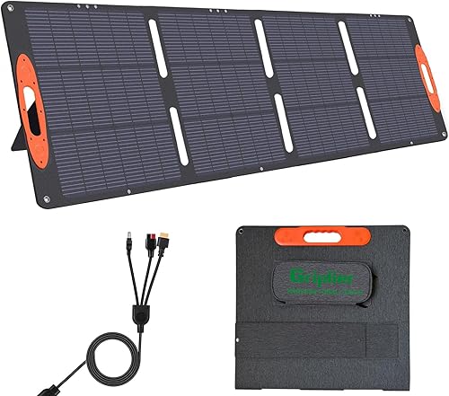 Miniatura 10 de Paneles solares portátiles de 60 W, panel solar plegable ETFE con puertos USB-C/USB-A/CC para senderismo, camping, mochileros, cargador solar
