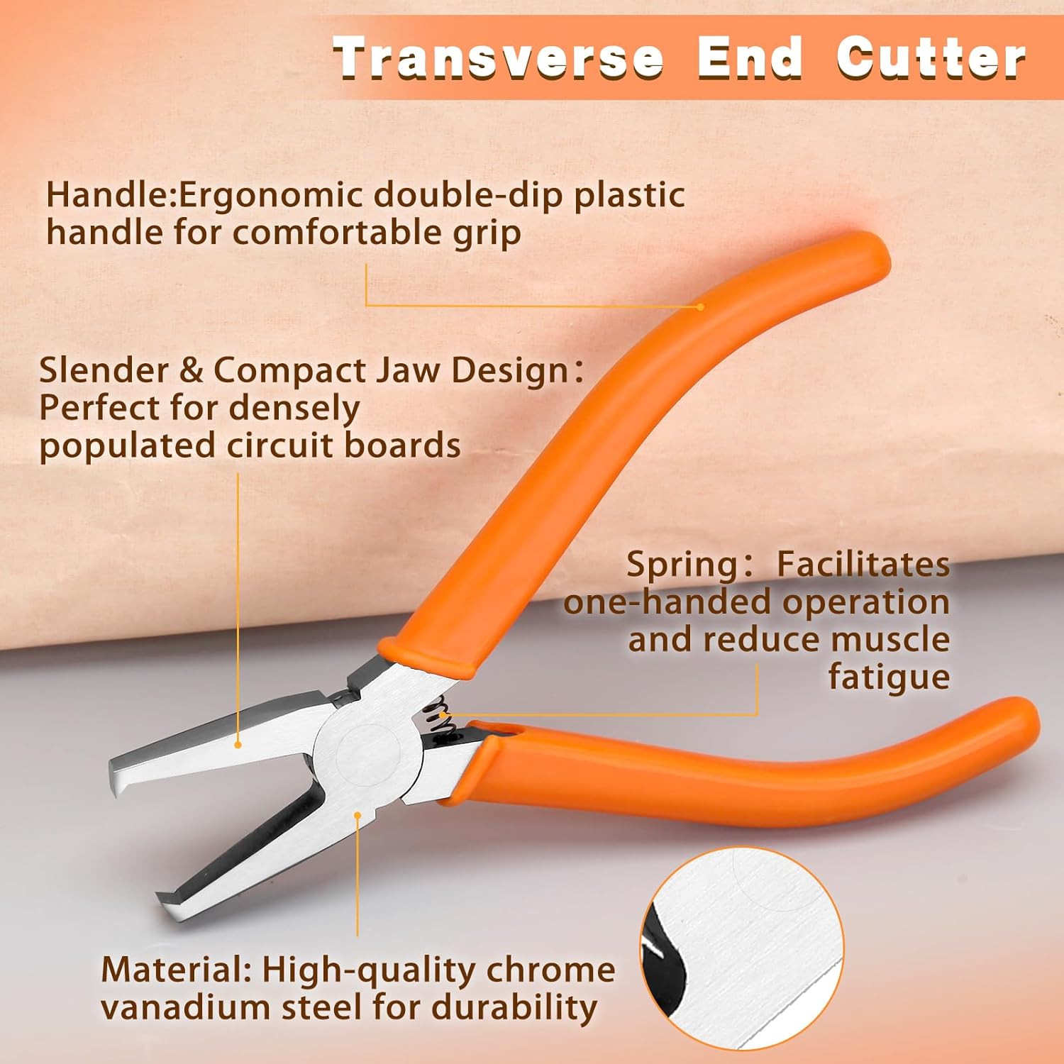 6mm Engineer Tip Cutter with 90 Degree SMT/SMD chip Cutters Side Cutting Pliers Ultra-Sharp Blade Transverse End Cutter Flush Jaw Long Nose End Cutting Plier Nipper End Cutter