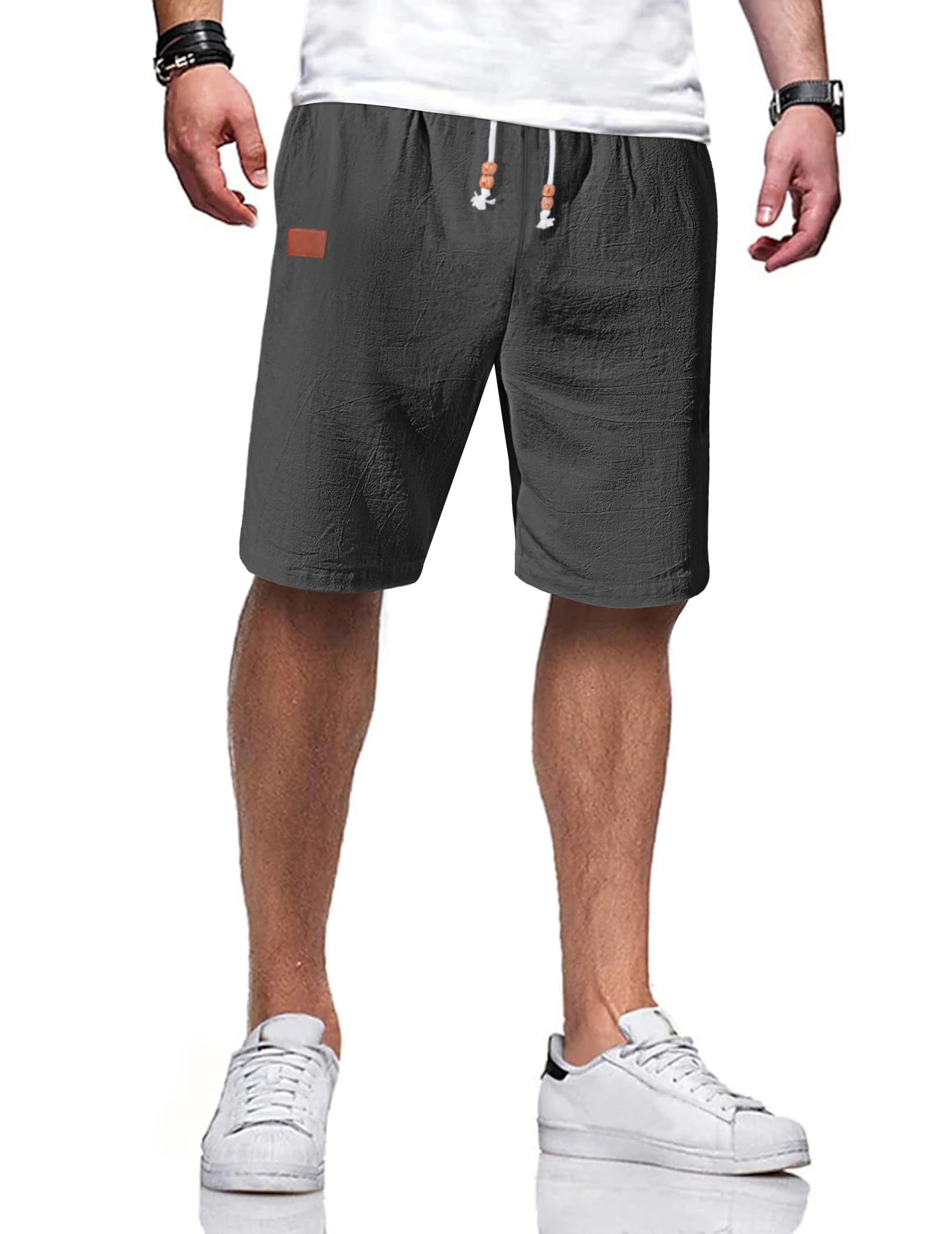 TARAINYA Pantaloncini Lino Uomo Bermuda Uomo in Morbido Cotone e Lino con Cordino Regolabile e Tasche