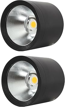 Modern Spotlight 2-Pack LED 18W Round Waterproof Recessed Ceiling Light, Black Outdoor Spotlights for Balcony, Terrace, Patio, IP65