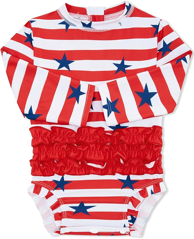 Baby Girls Swimsuit Long Sleeve Ruffles Rash