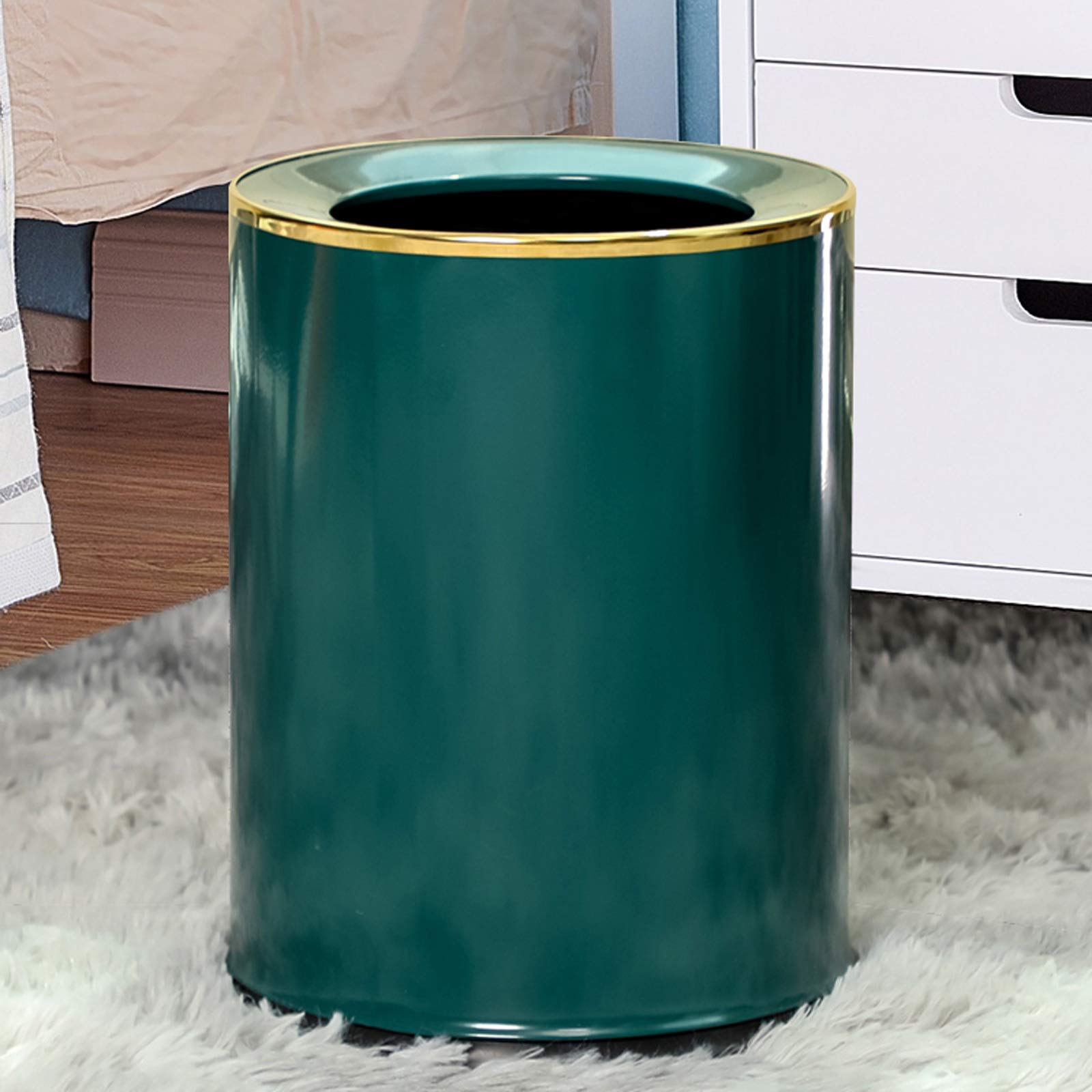 Kosze na śmieci Lekki Luksusowy Round Trash Can Household Odkryty pokój dzienny Sypialnia Kosz Na śmieci Proste i nowoczesne kosze na śmieci, 14 litrów / 3,6 galonów Wiadro do przechowywania śmieci