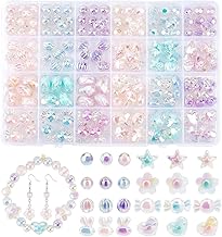 PH PandaHall Acrylic Beads, Approximately 150 Pieces, 8 Types, AB Colors, Glitter, Crafts, Beads, Colorful, Soft Colors, Accessory Parts, Bracelets, Necklaces, Hair Ornaments, Smartphone Straps, Hair