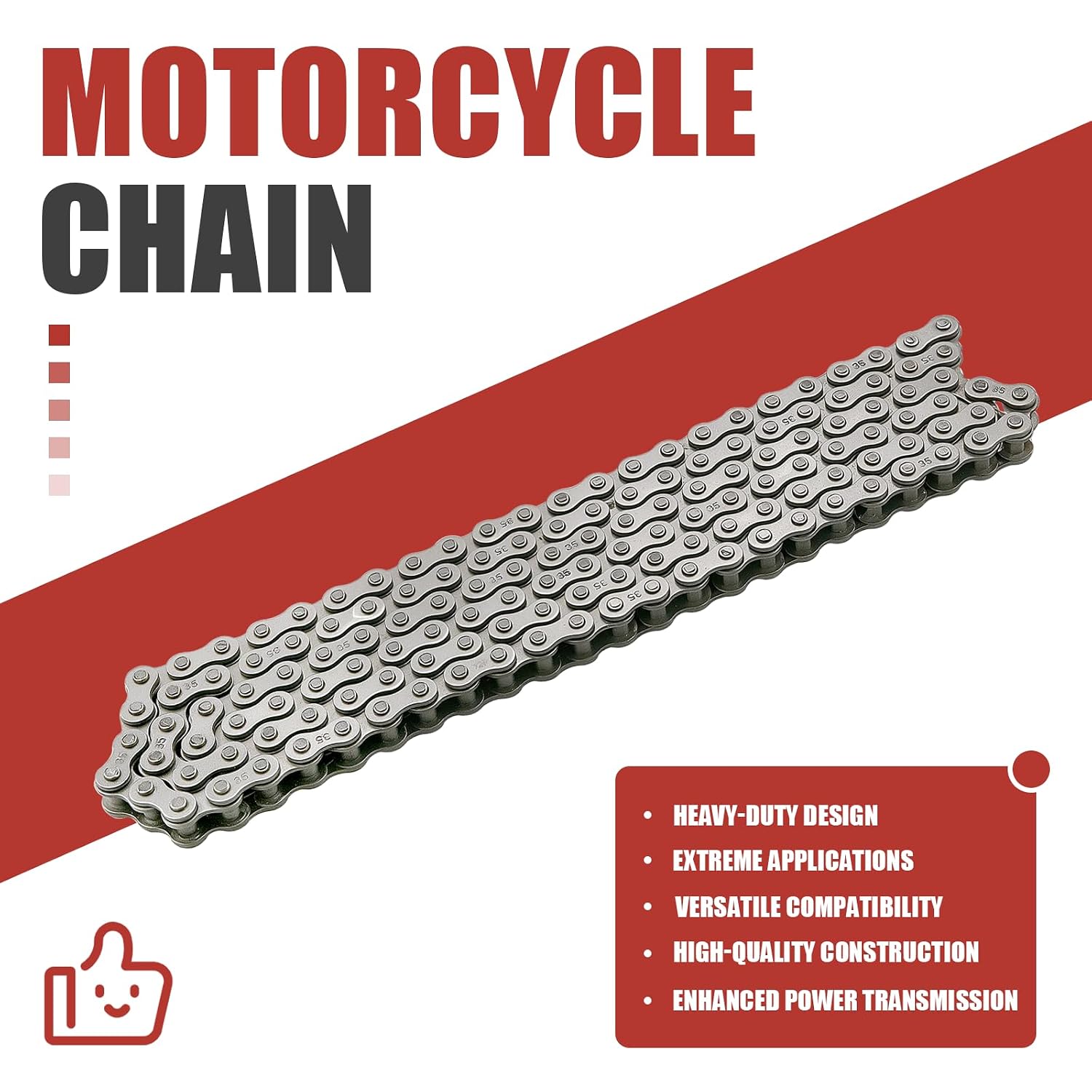 35 Chain 140 Links with Connecting Master Link Heavy Duty #35 Drive Chain for Mini Bike Coleman CT100U DB30 Motovox Moto Predator 79cc 97cc 100cc Engine Powersports Parts
