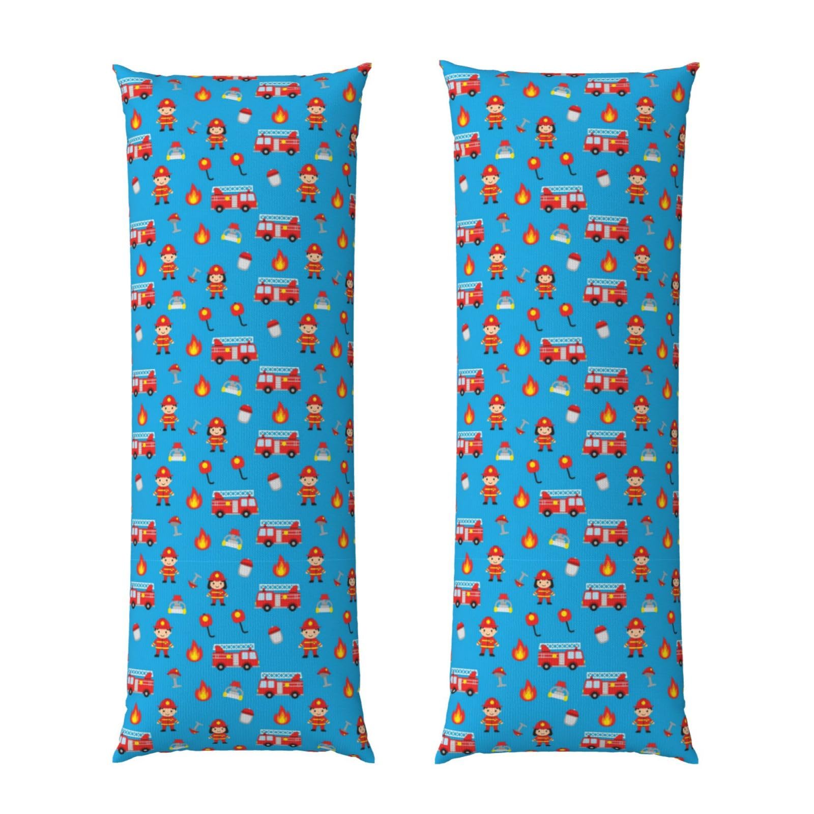 Long Pillowcase 20x54 Inch, Cute Red Fire Truck Blue, Ultra Soft Body Pillow Cover with Hidden Zipper, Wrinkle Resistant Fabric for Bed Couch Home Decoration