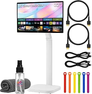 LG Swing 32U889SA-W 32-Inch 4K UHD Multi-Touch Smart Monitor Bundle