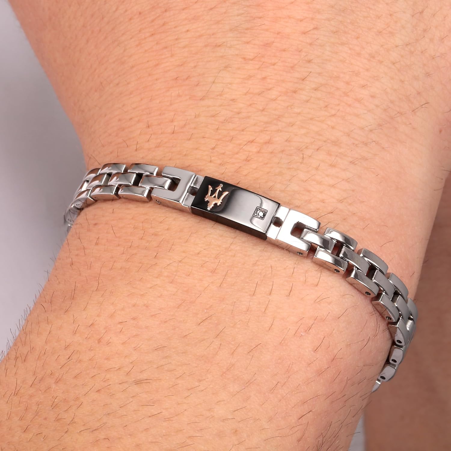 Maserati Jewels Men's Bracelets in Steel, diamond, rose gold IP, black IP - JM521ATY15