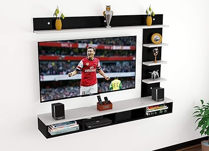 DAS Ambience Engineered Wood TV Entertainment Unit, Wall Mounted TV Unit/Wall Mounted Stand for Set Top Box (Black & White)(Ideal for Upto 43