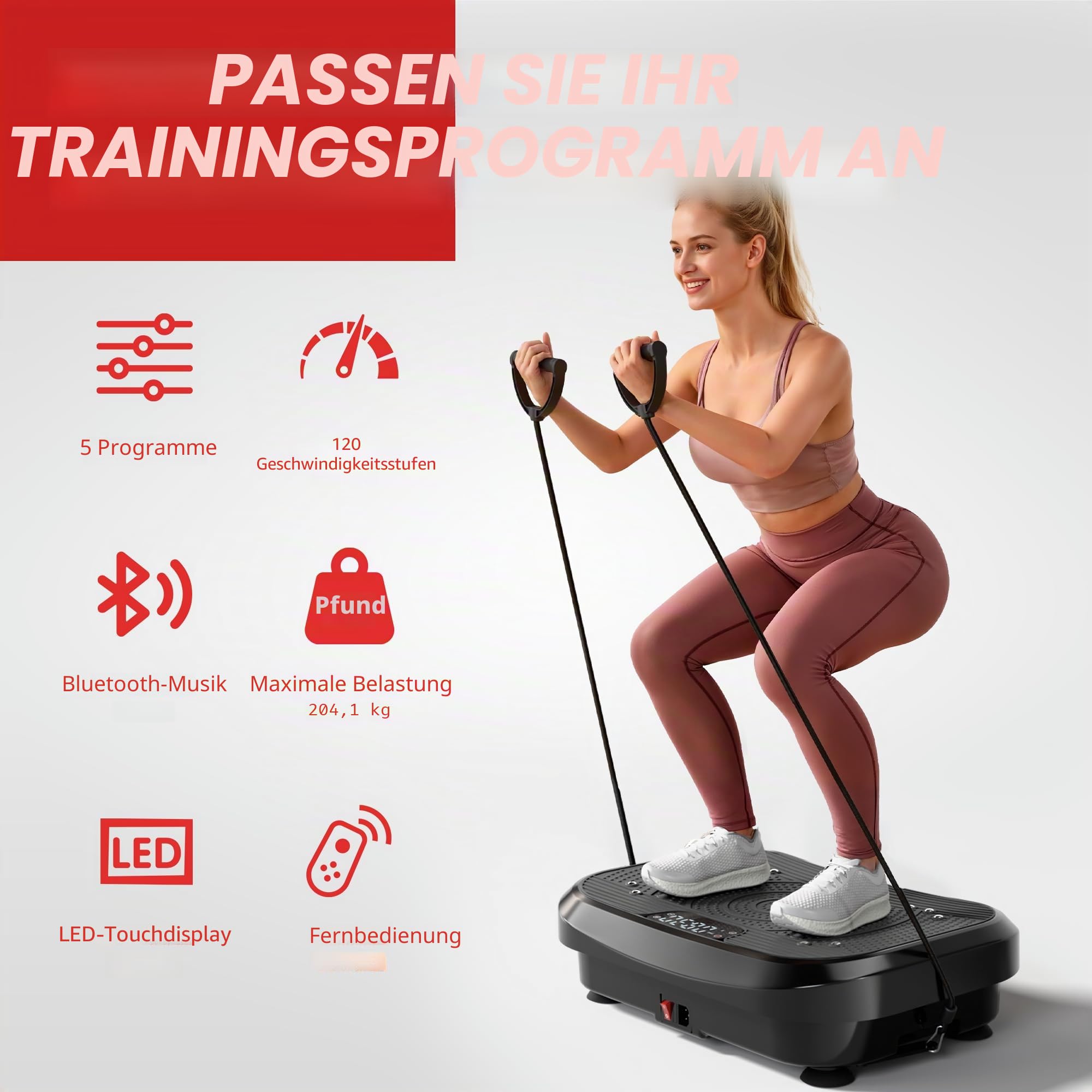 MOMODA 2026 Vibrationsplatte Trainingsgerät, 120 einstellbare Geschwindigkeitsstufen, Ganzkörper-Shaker für Gewichtsverlust & Fettverbrennung, Vibrations-Trainingsplattform für Frauen & Männer