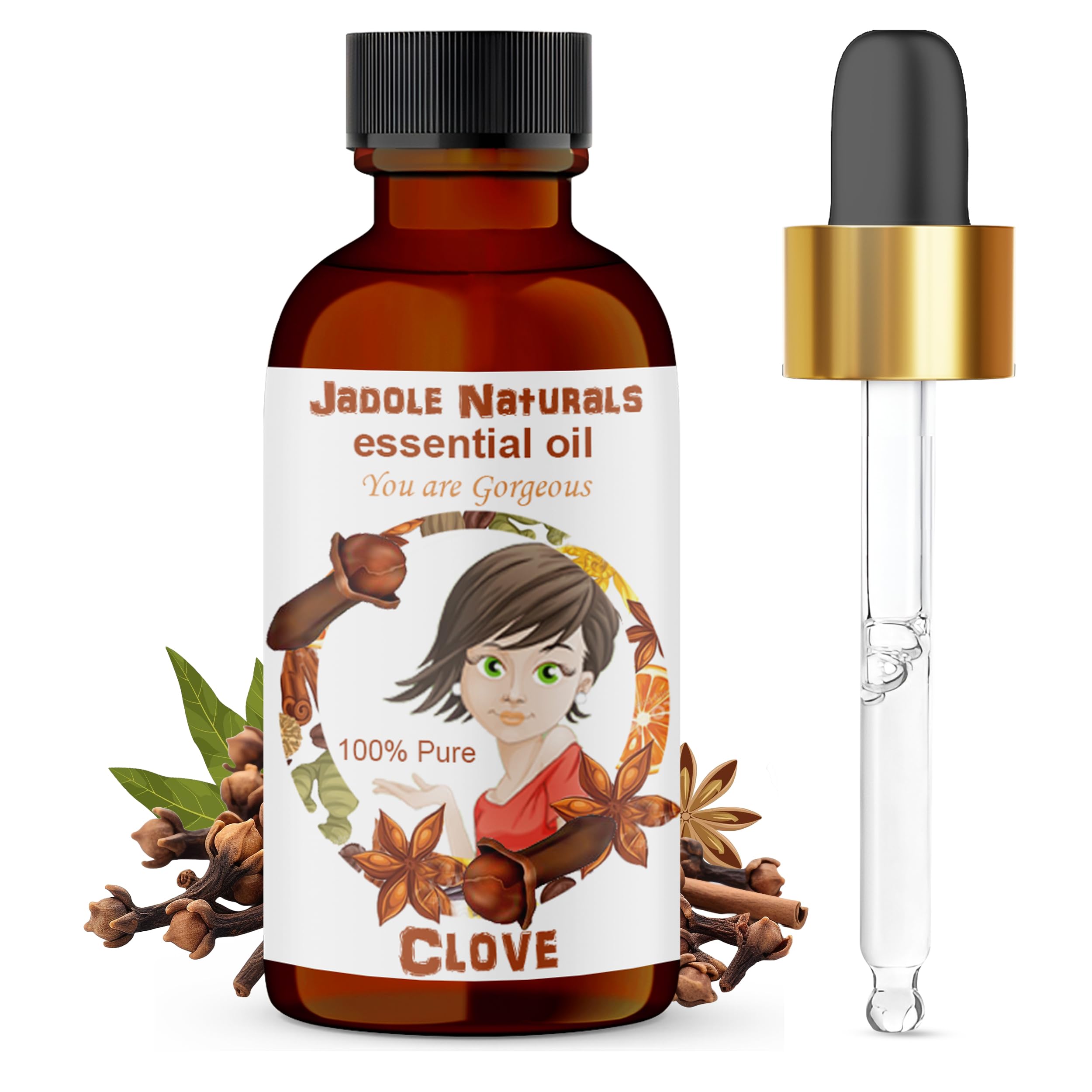 Jadole Naturals Clove Pure Essential Oil 1 fl oz (30 ml) | Therapeutic Grade, Aromatic Clove Oil for Pain Relief, Immune Support, and Respiratory Health | All-Season Versatile Essential Oil