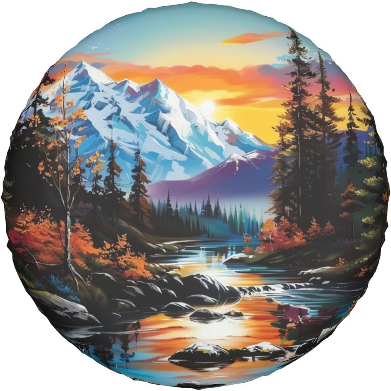 Mountain Landscape Spare Tire Cover for Rv Trailer Camper- Cute Wheel Protectors Cover Waterproof Universal Fit for Truck SUV Travel Camping Outdoor-14 inch