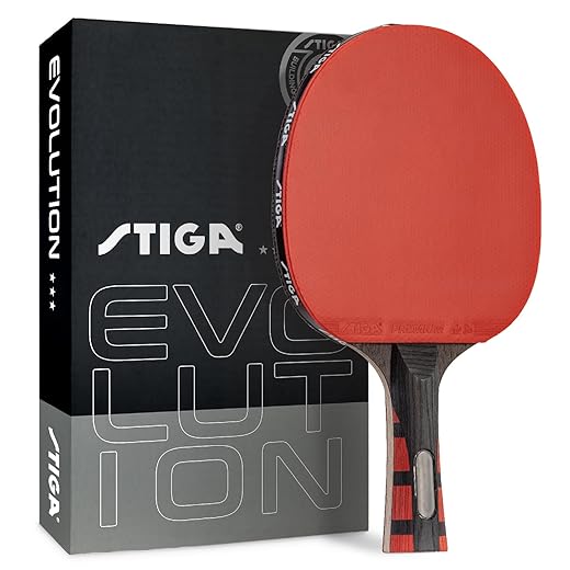 STIGA Evolution Performance Ping Pong Paddle - 6-ply Light Blade - 2mm Tournament-Approved Premium Sponge - Flared Handle for Next-Gen Grip & Control - Performance Table Tennis Racket