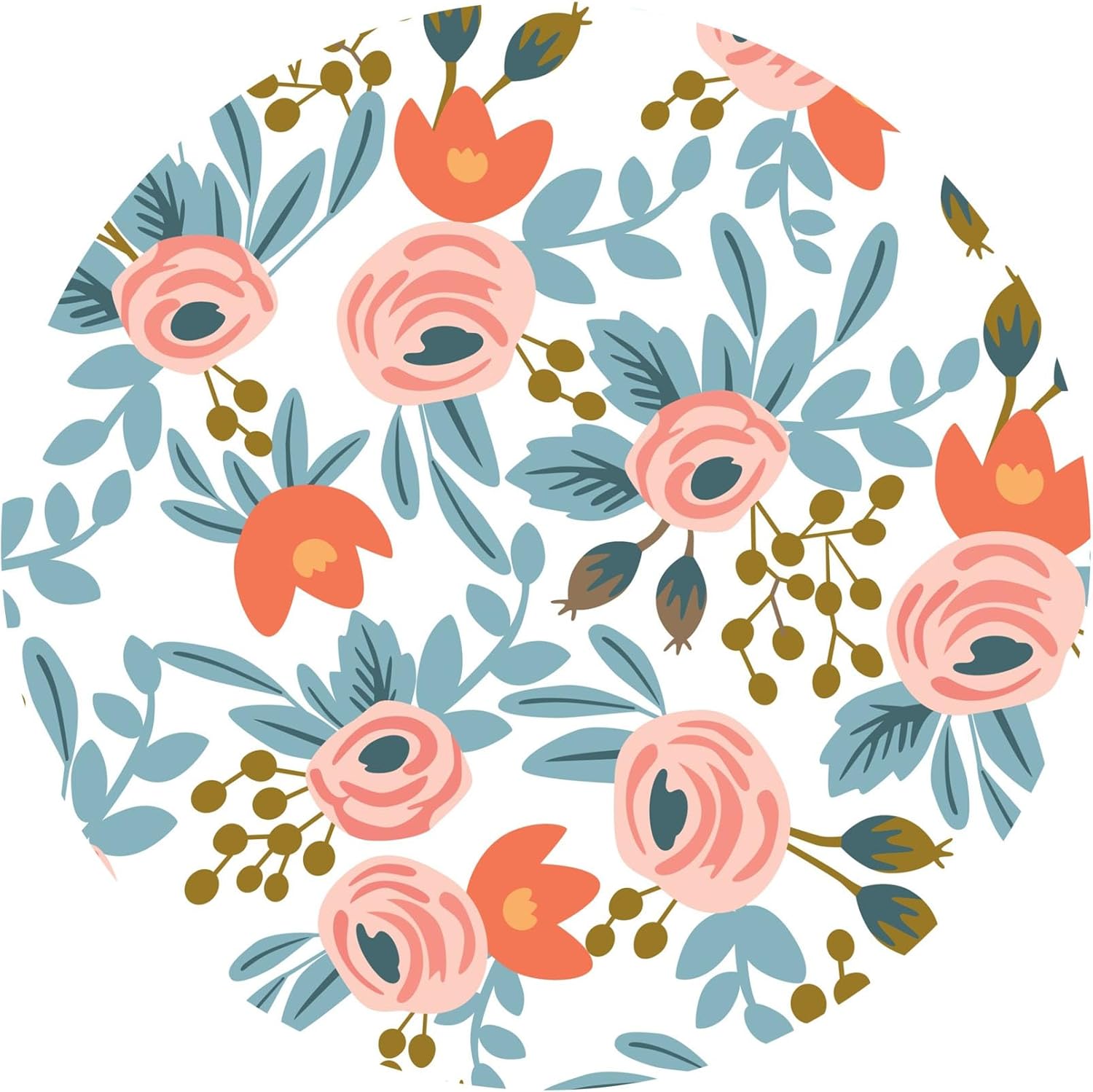 Mouse Pad Non-Slip Rubber Base Mousepad with Stitched Edge Premium-Textured Mouse Mat Gaming Round Mouse Pads 7.87 x 7.87 Inch (Pink Orange Flower)